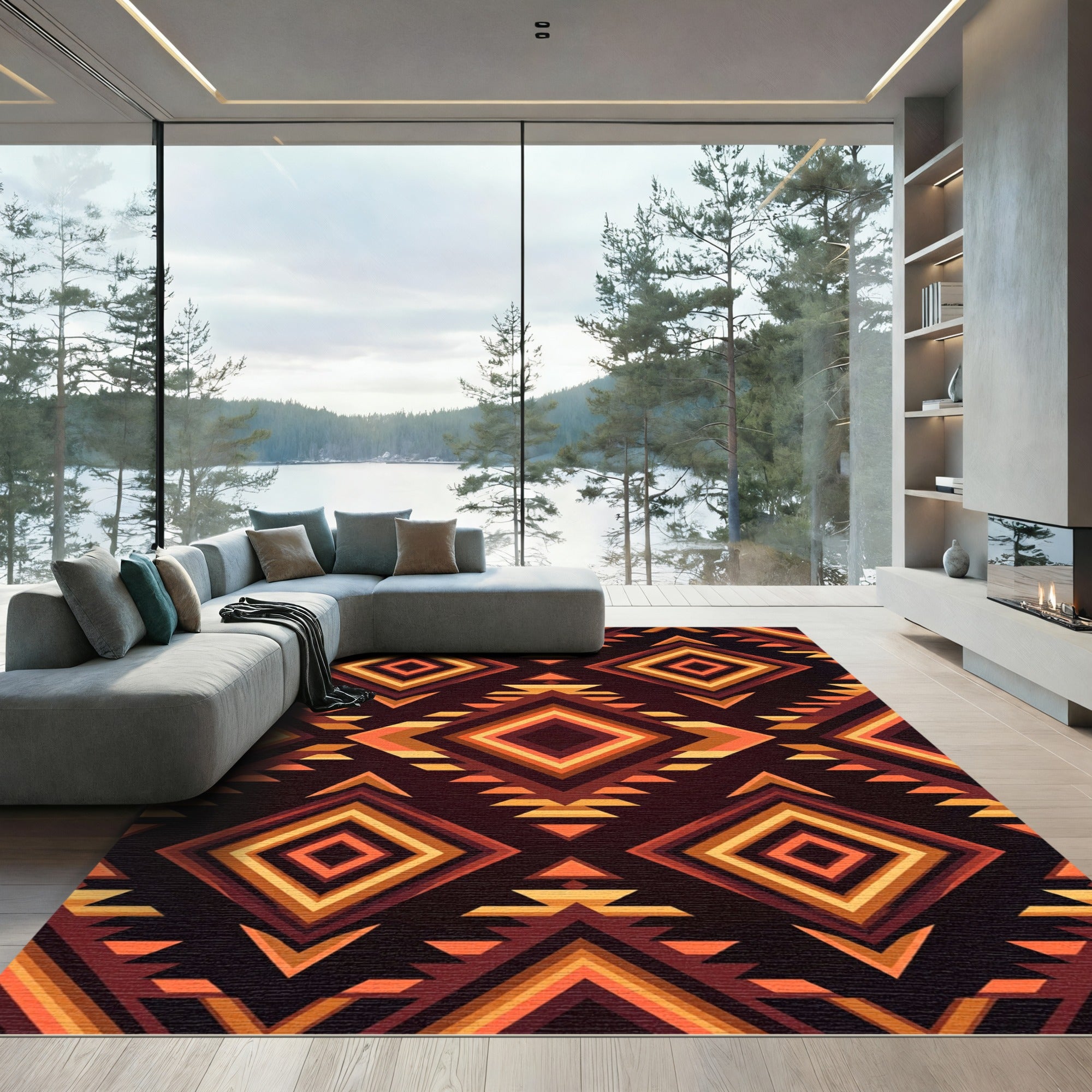 Tribal Diamond Earth Tones Rug