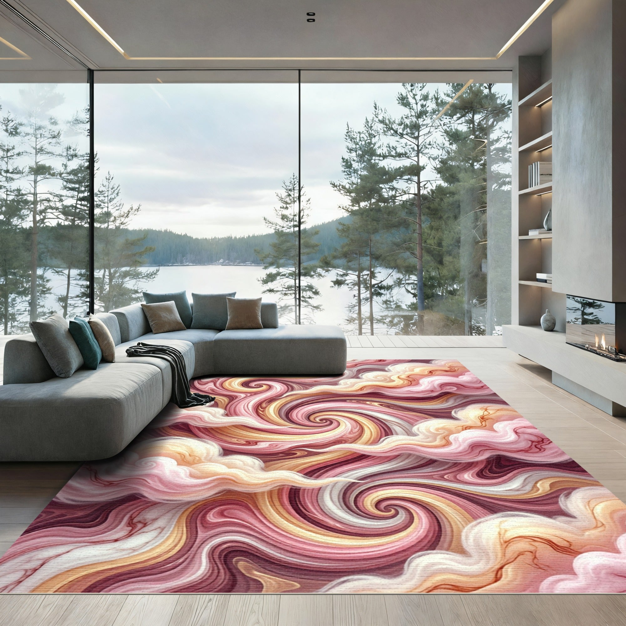 Pastel Swirl Cloud Abstract Rug