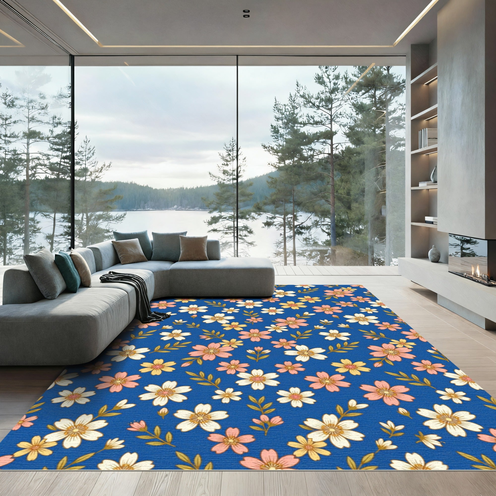 Coral Peach Blossom Garden Rug