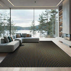 Dark Gold Stripe Linear Rug