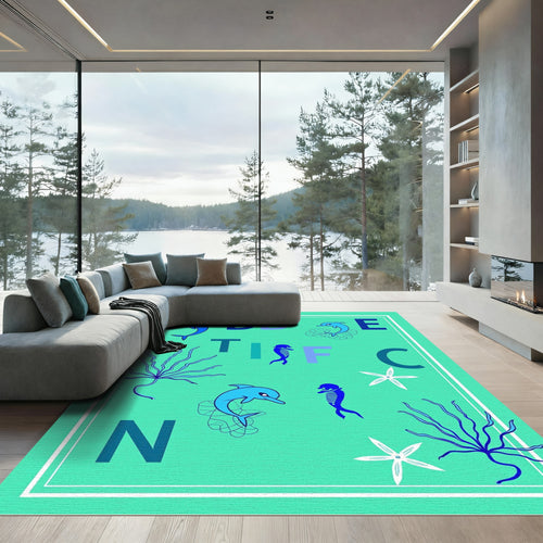 Blue Dolphin Alphabet Rug