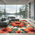 Lush Tropical Hibiscus Floral Arrangement Rug