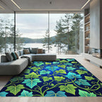 Lush Botanical Ivy Blue Foliage Rug