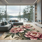 Blush Pink Peony Garden Collage Rug
