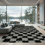 Black Gray Shattered Grid Rug