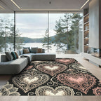 Vintage Pink Heart Filigree Rug