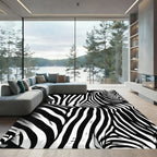Bold Black White Equine Stripes Rug
