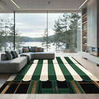 Emerald Cream Vertical Stripe Awning Rug