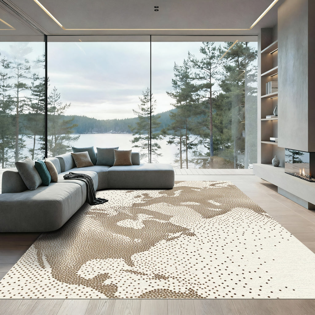 Sepia Earth Topographic Dot Art Rug