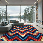 Vibrant Geometric Multicolored Chevron Zigzag Rug