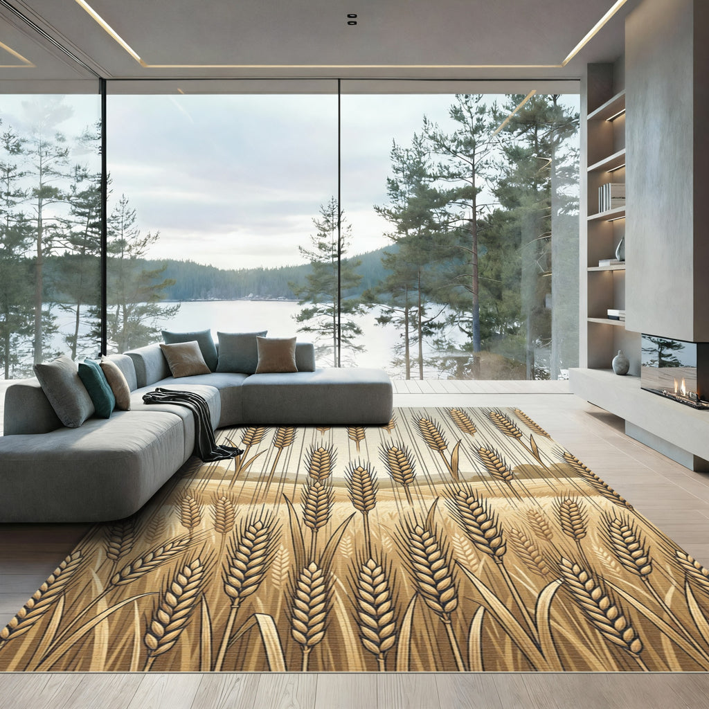 Golden Harvest Wheat Stalks Rug