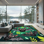 Whimsical Cute Bat Forest Woodland Rug