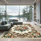 Antique Cream Floral Garland Artwork Rug