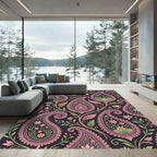 Elegant Paisley Botanical Plum Floral Area Rug