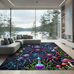 Neon Cosmic Spider Web Enchanted Forest Rug