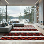 Crimson Braided Rope Lines Rug