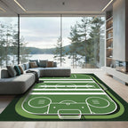 Athletic Field Green Sport Centerpiece Rug