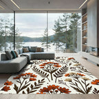 Burnt Orange Wildflower Meadow Floral Rug