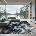 Monochromatic Swirls Smoke Abstract Rug