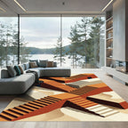 Geometric Orange Staircase Abstract Rug