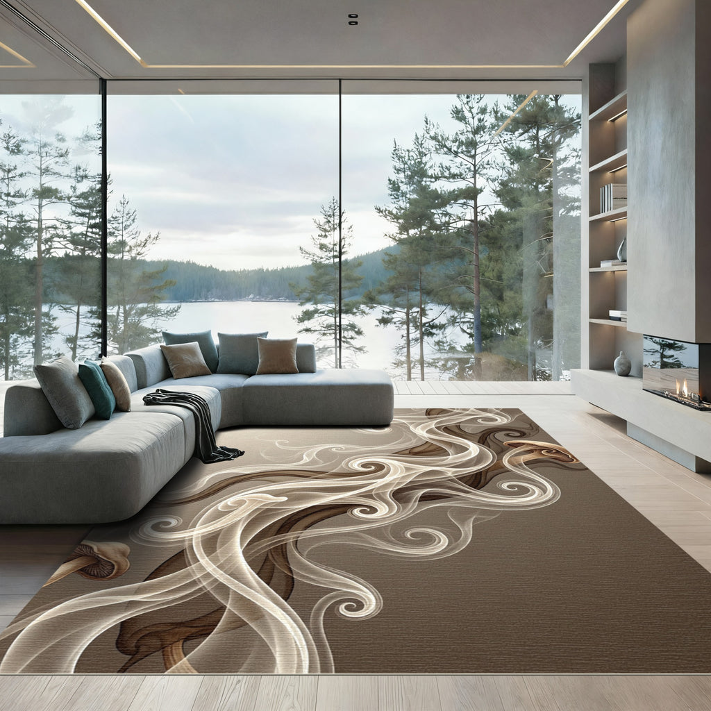 Mushroom Incense Swirl Organic Rug