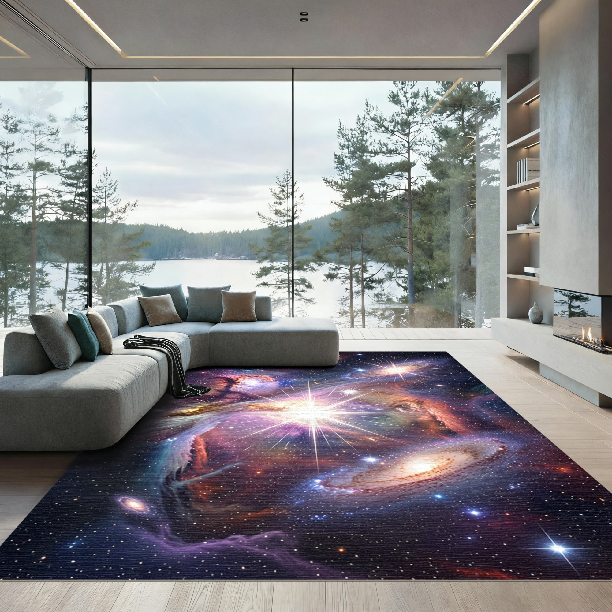 Vibrant Cosmic Galaxy Starry Nebula Rug