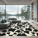 Black Grapevine Leaf Botanical Art Rug