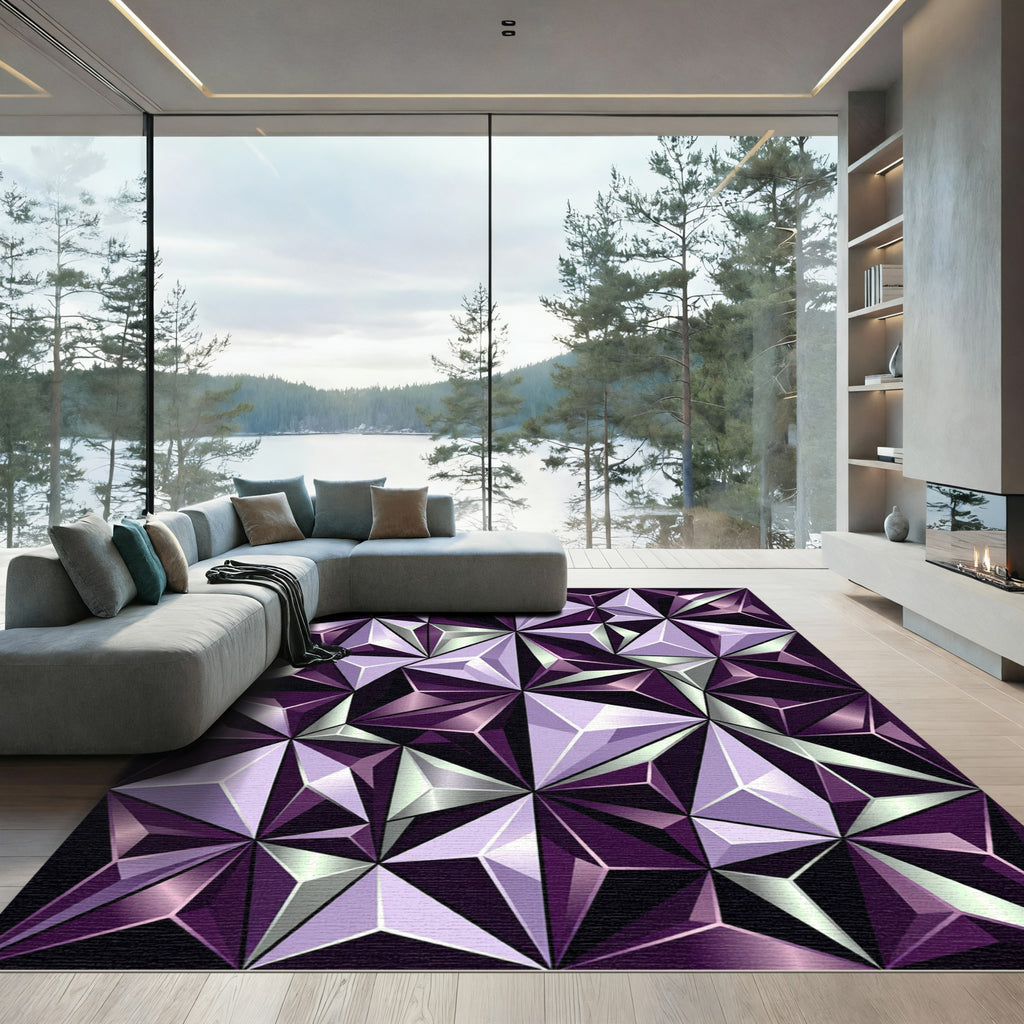 Geometric Amethyst Crystal Facet Rug