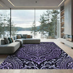 Ornate Lavender Baroque Circular Floral Rug