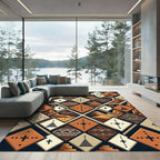 Earthy Terracotta Geometric Southwest Diamond Rug