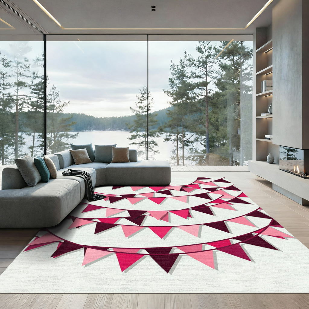 Festive Pink Pennant Bunting Garland Rug