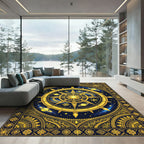 Celestial Gold Solar System Compass Rug