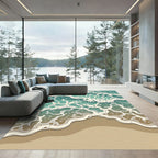 Abstract Teal Oceanic Wave Foam Rug