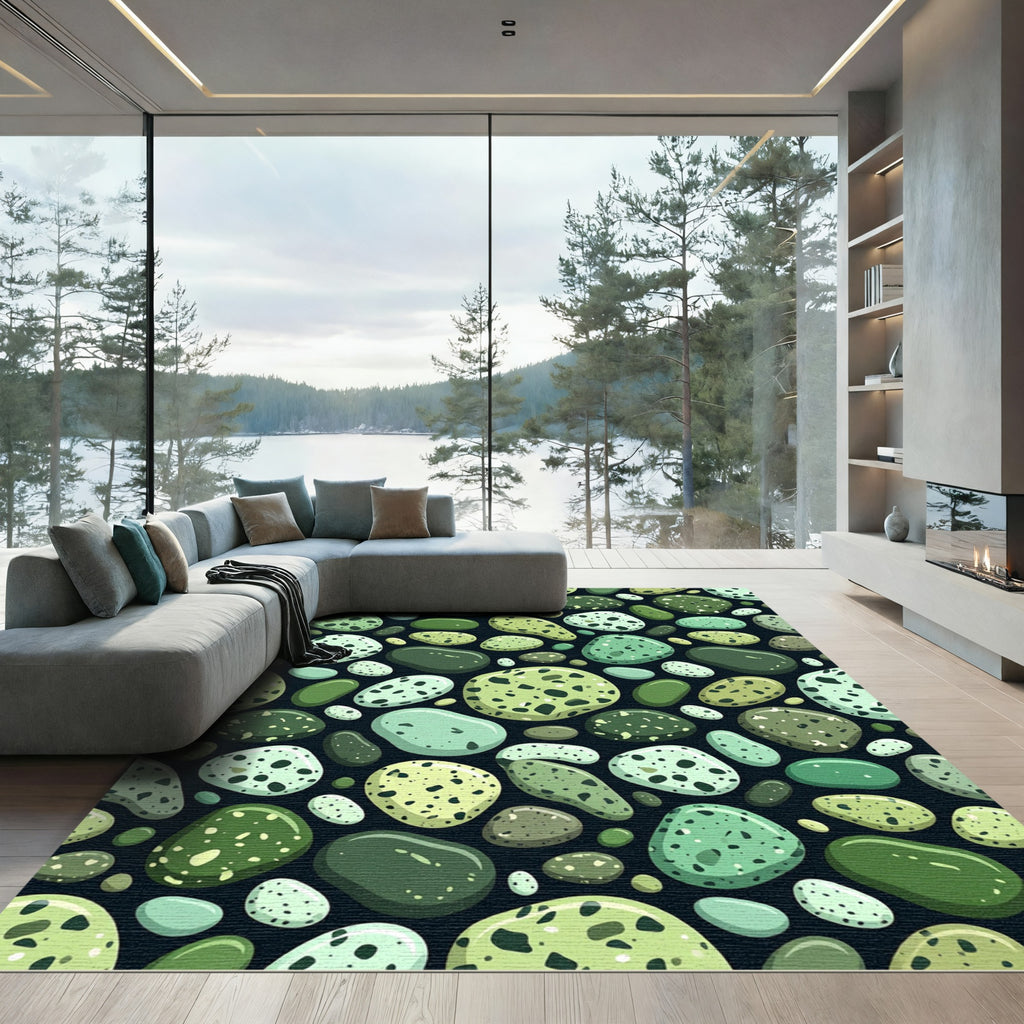 Shades of Blue Green Pebbles Rug