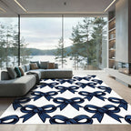 Elegant Navy Blue Bow Repeat Rug