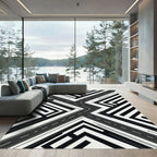 Monochrome Geometric Maze Abstract Road Rug