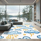 Blue Sky Clouds With Yellow Rain Rug