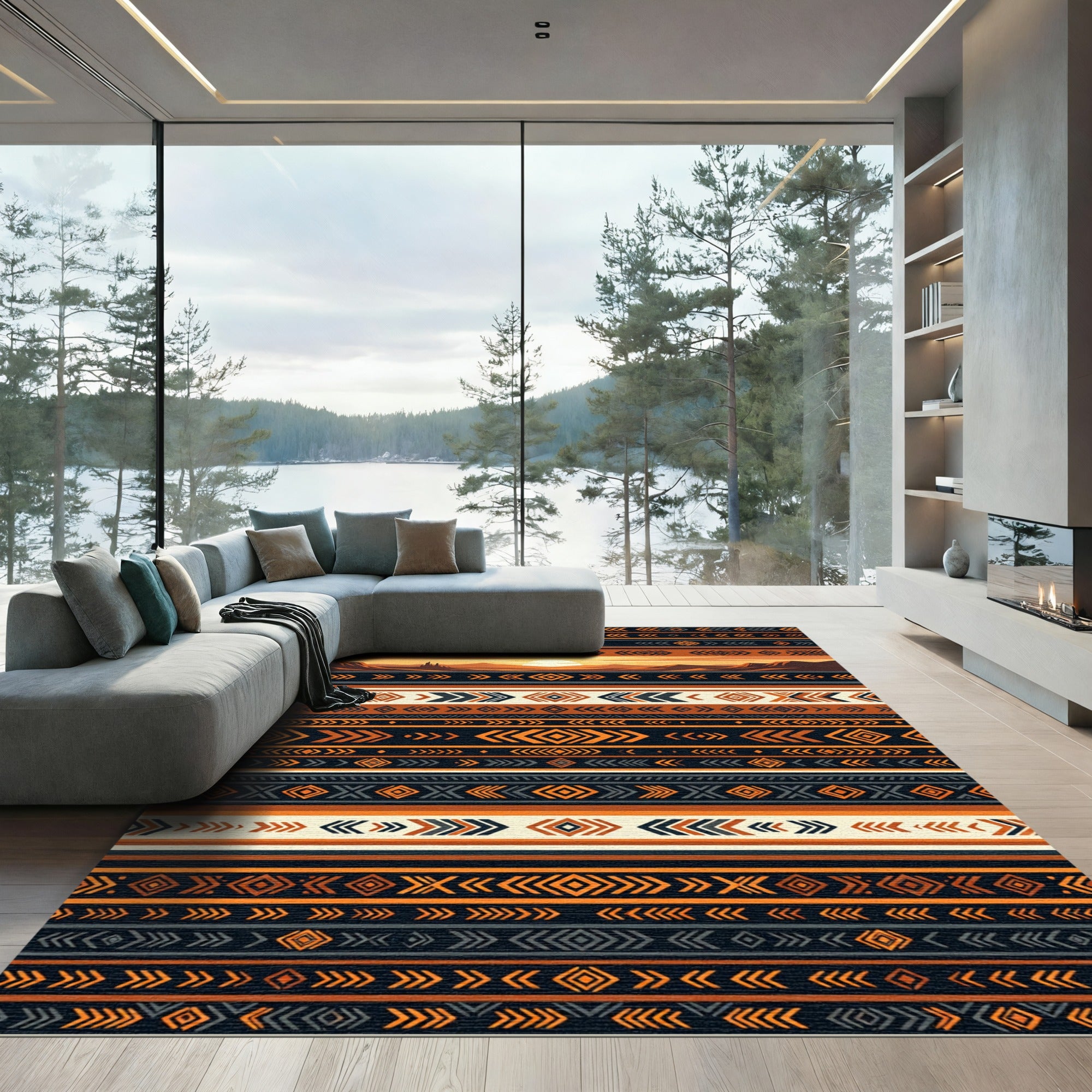 Sunset Mesa Geometric Southwestern Stripe Rug