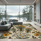 Vintage Golden Daisy and Wildflower Bouquet Rug