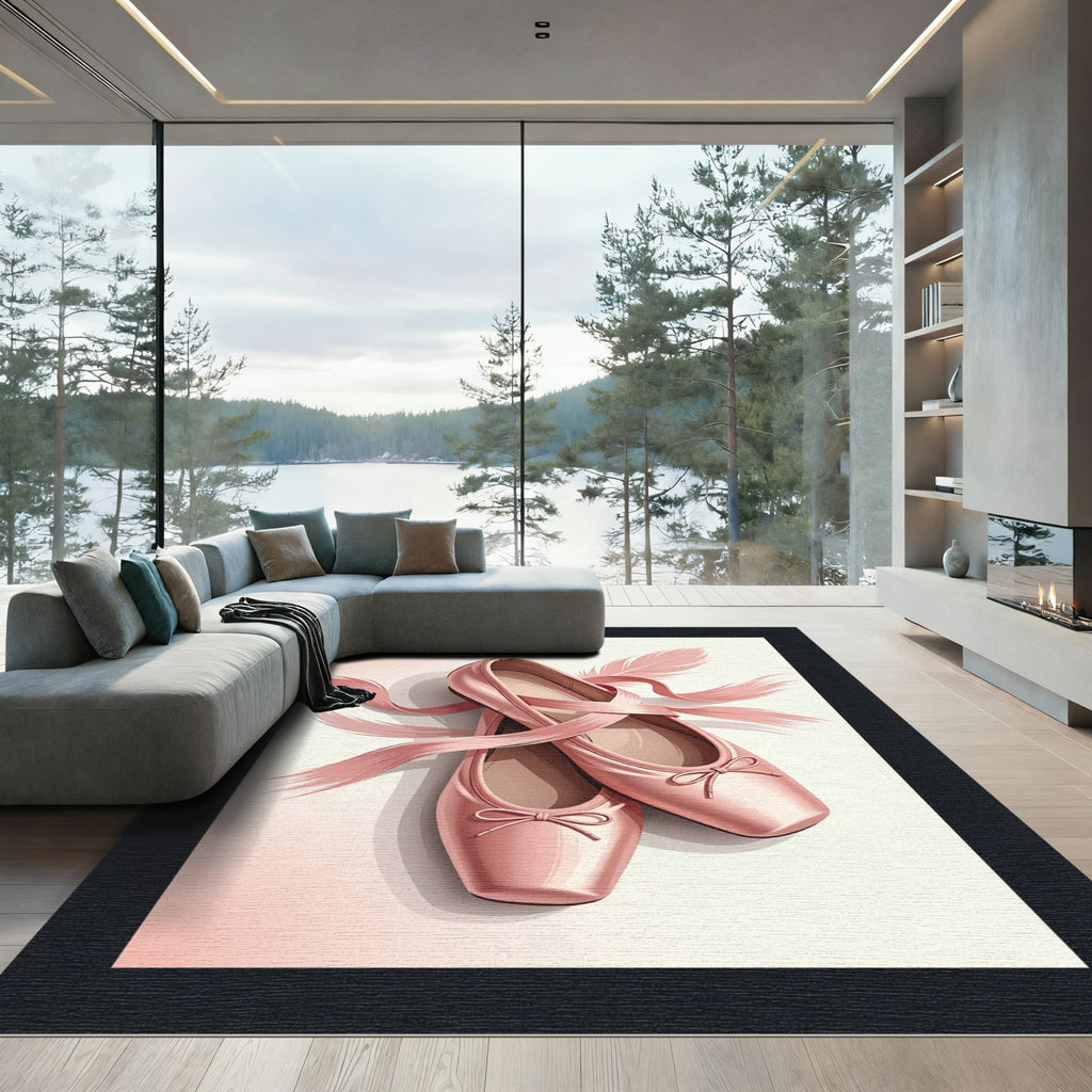 Elegant Pale Pink Ballet Ribbon Rug