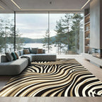 Contemporary Earth Tone Zebra Wave Rug