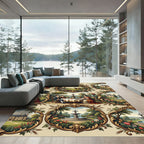 Gilded Rococo Landscape Courtiers Garden Rug