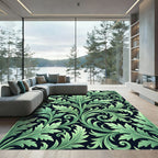Lush Green Acanthus Scrollwork Rug