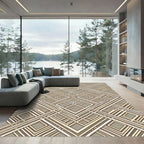 Neutral Gold Intersecting Geometric Lattice Rug