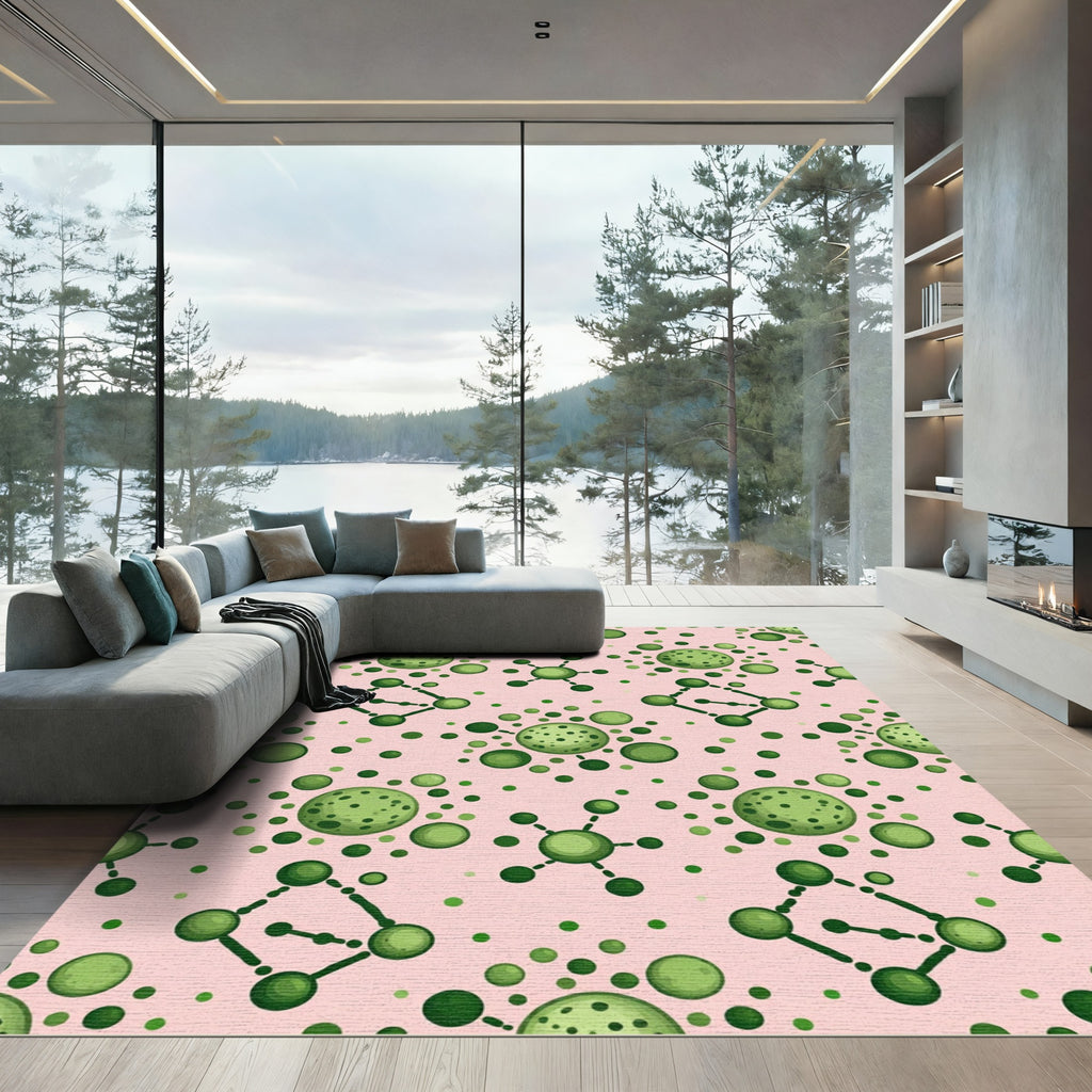 Green Bubbles and Lattice Arrangement Rug