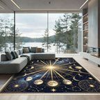 Celestial Gold Moon Phase Starry Night Rug