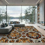 Wild Tiger Faces Animal Print Rug