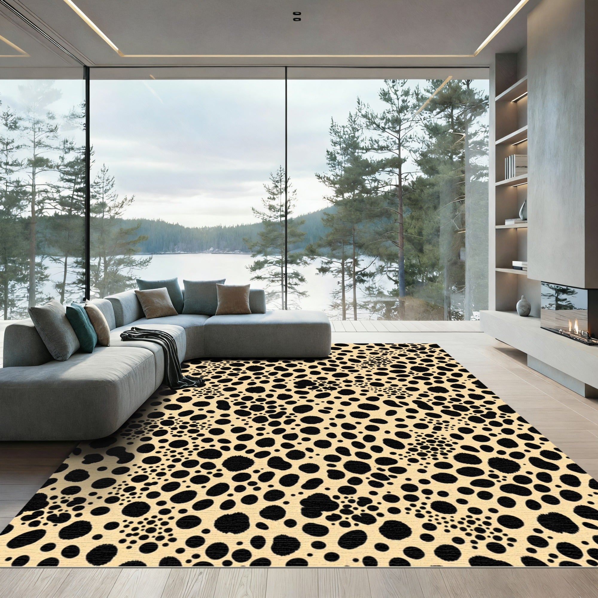 Black Spotted Tan Cheetah Hide Rug