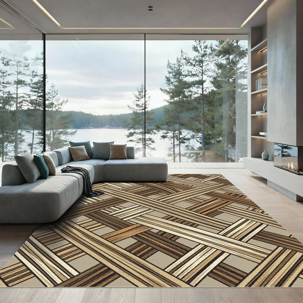 Neutral Earth Tone Woven Weave Rug