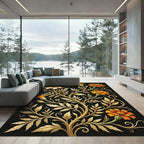 Golden Marigold Floral Botanical Art Rug